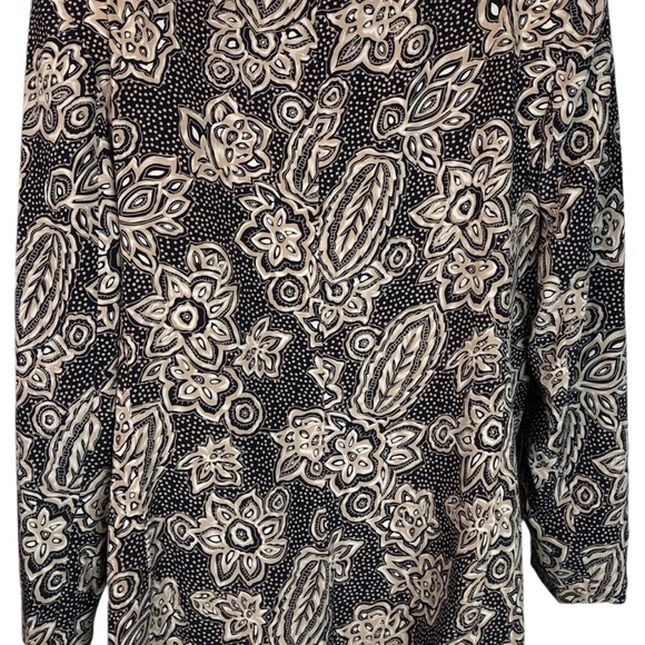 Alfred Dunner Blazer Jacket size 12 Tan/Navy Print Single Button V-Neck - Picture 5 of 5